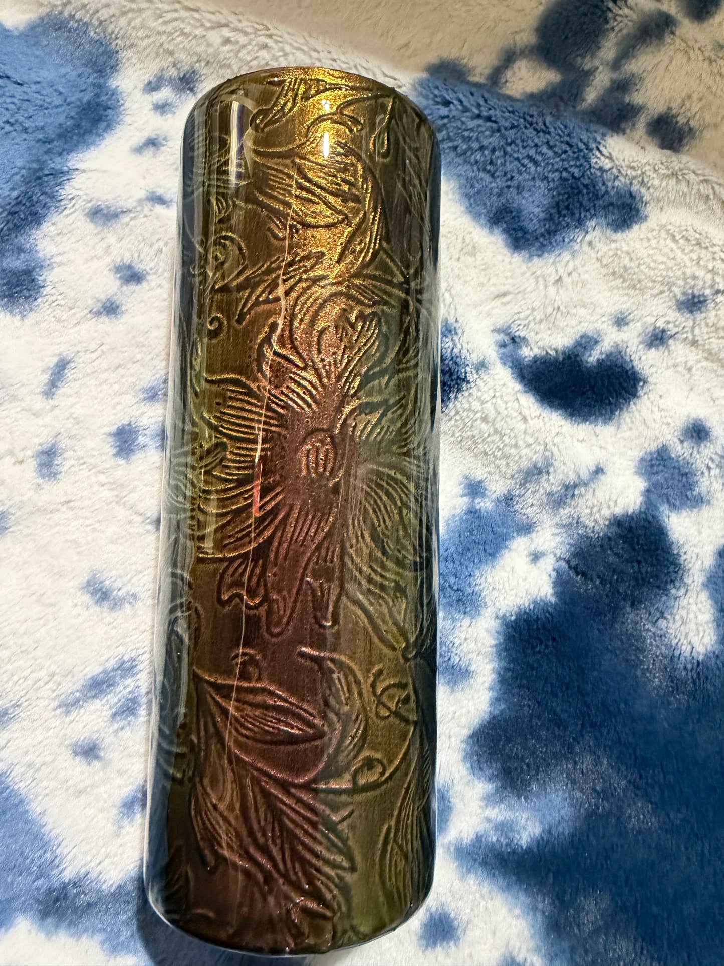 20 oz tooled leather sunflower