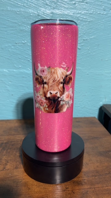 Pink 20 oz highlander cow